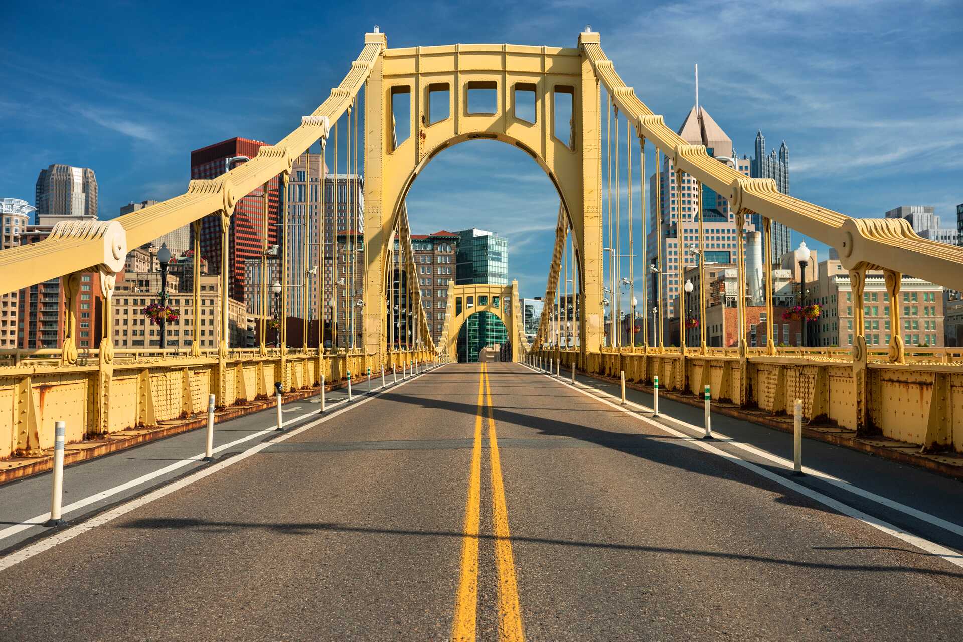 The Roberto Clemente Bridge in Pittsburgh